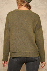 A Multicolor Knit Sweater Olive