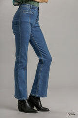 Panel Straight Cut Denim Jeans