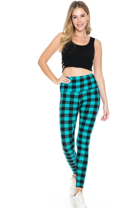 5-inch Long Yoga Style Banded Lined Tie Dye Printed Knit Legging With High Waist - Green/Black
