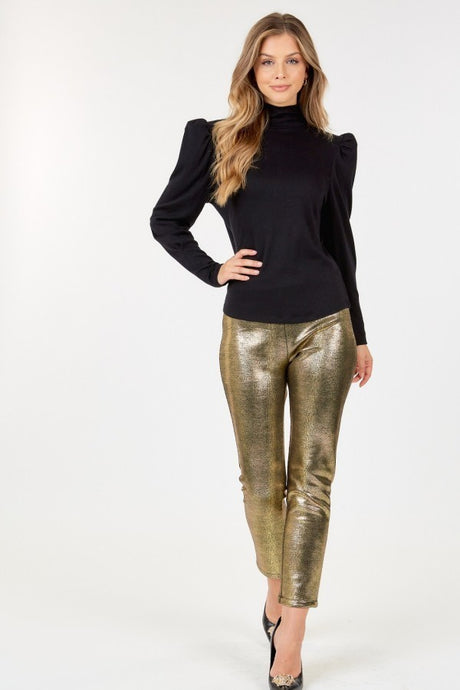 Animal Skin Vinyl Ankle Pants glamorous Gold